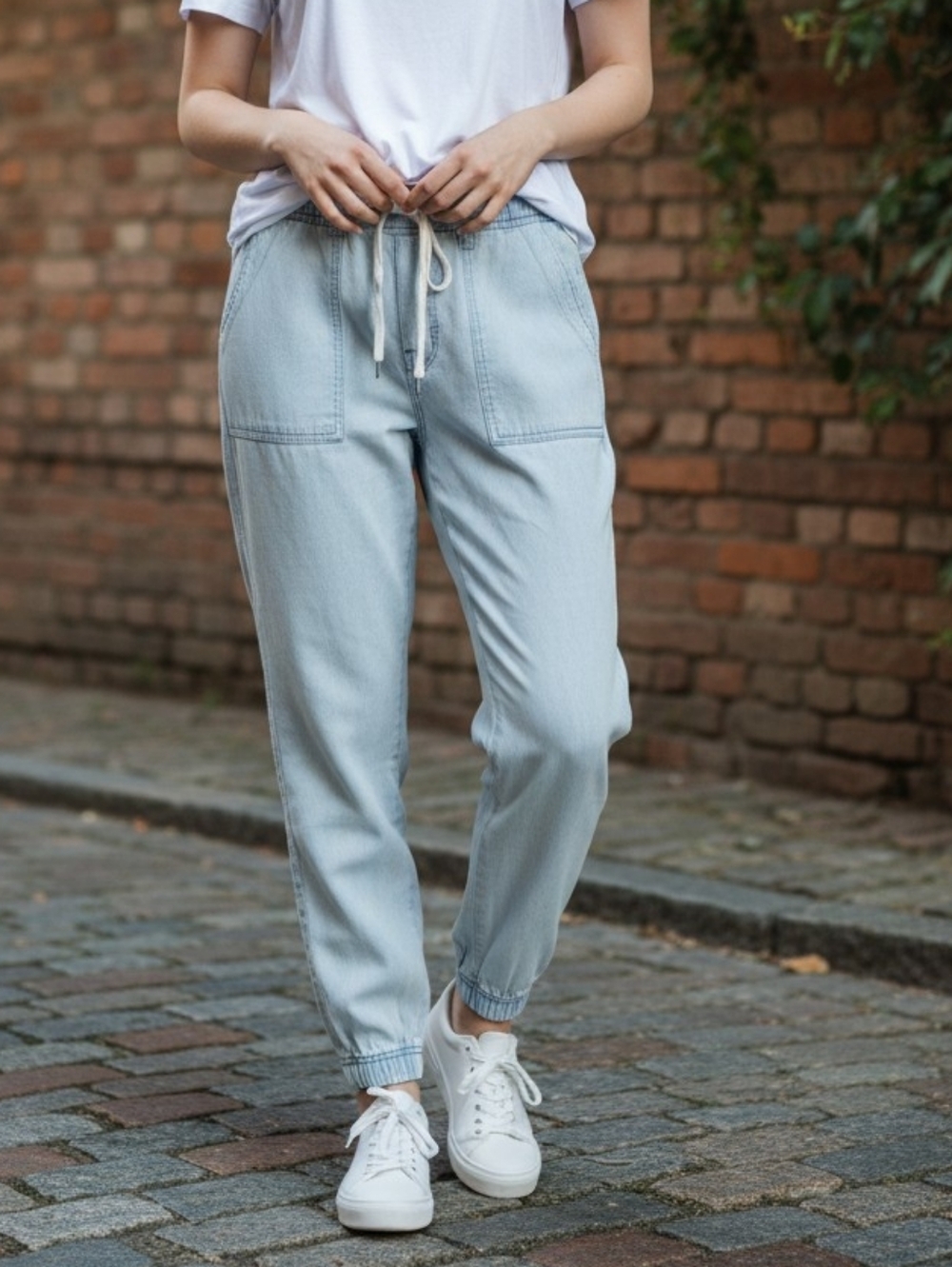 American Eagle Railroad Blue Striped Joggers Pants Drawstring Cotton 10